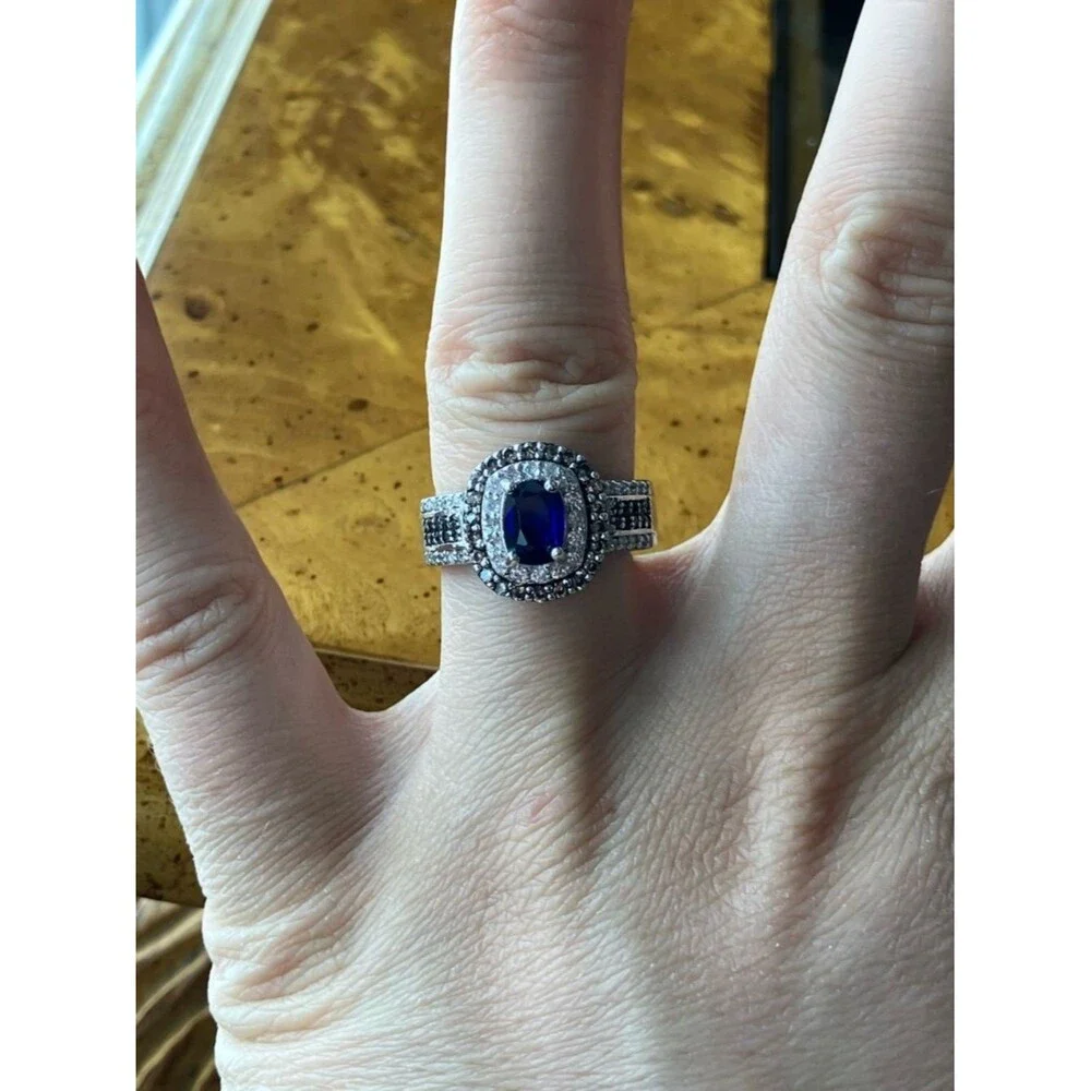 Genuine Blue Spinel Sterling Silver Ring Size 7